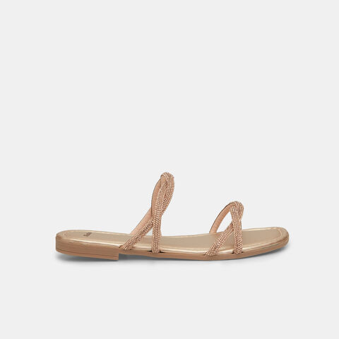 Zapatillas planas de mujer con bridas de joyería , Rosa Zapatillas planas de mujer con bridas de joyería , Rosa